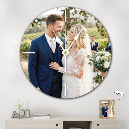 Personalized Round Wall Clock - Custom Photo Keepsake Home Decor Gift