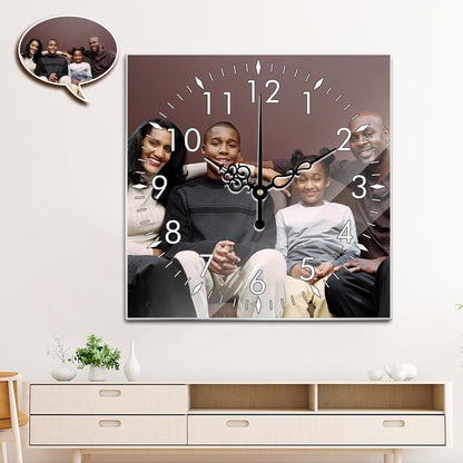 15 Inch Personalized Photo Square Wall Clock, Custom Acrylic Home Decor