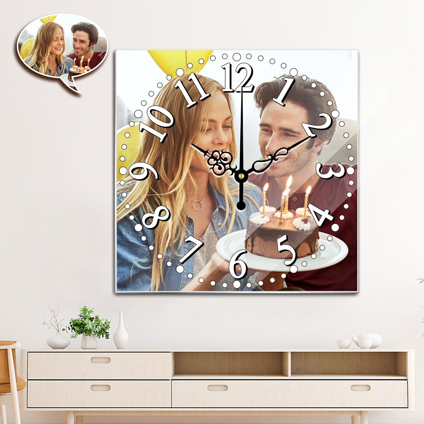 Personalized Photo Square Wall Clock - Custom Home Decor