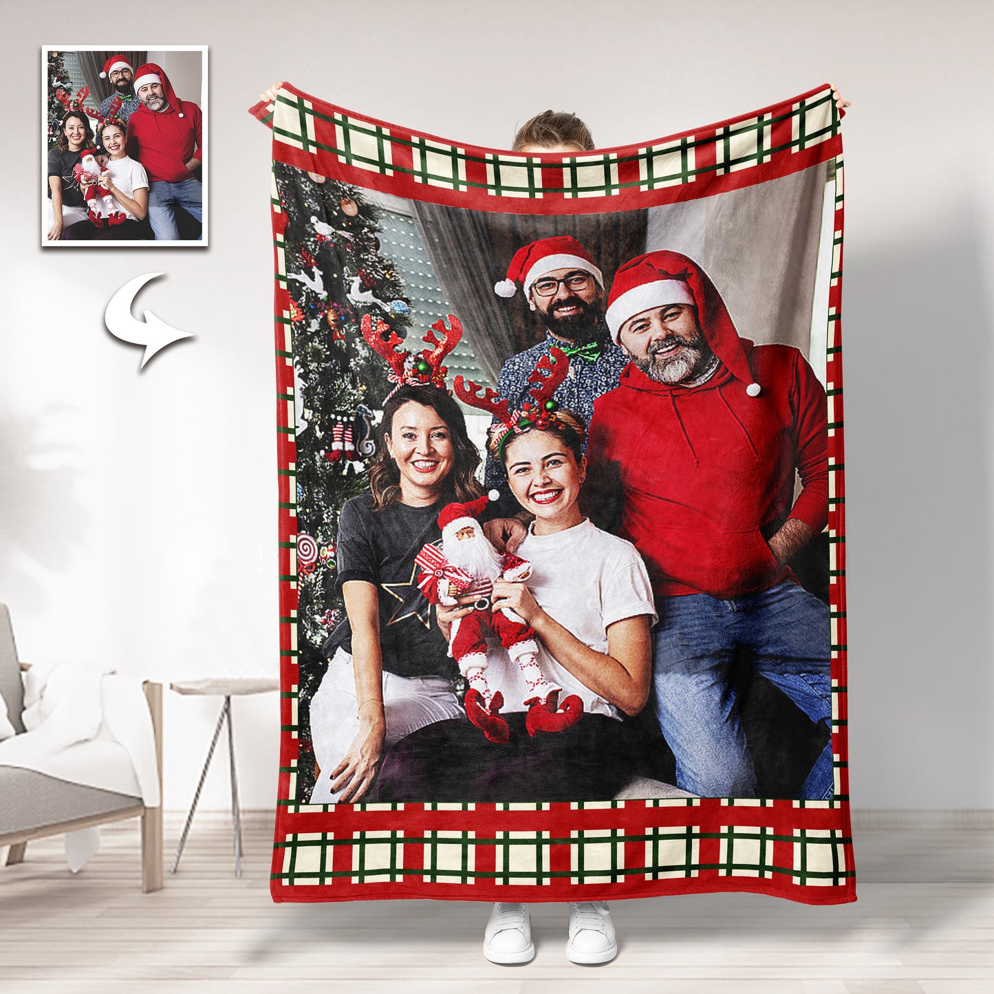 Personalized Christmas Photo Blankets - Custom Soft Throw Gifts