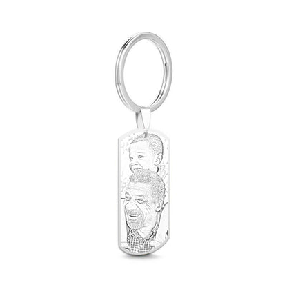 Photo Engraved Tag Key Chain With Text