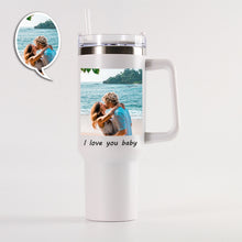 Load image into Gallery viewer, Custom Photo Stainless Steel Tumbler -  Insulated Cup with Handle &amp; Straw
