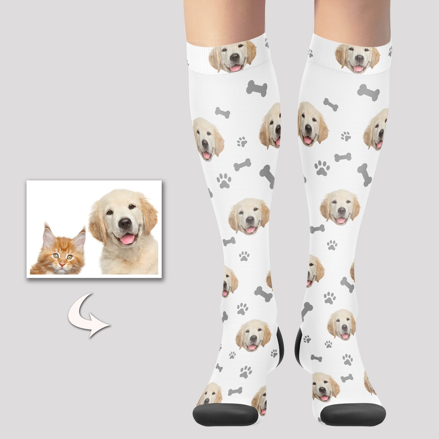 Personalized Dog Socks Knee High with Your Pet's Photo