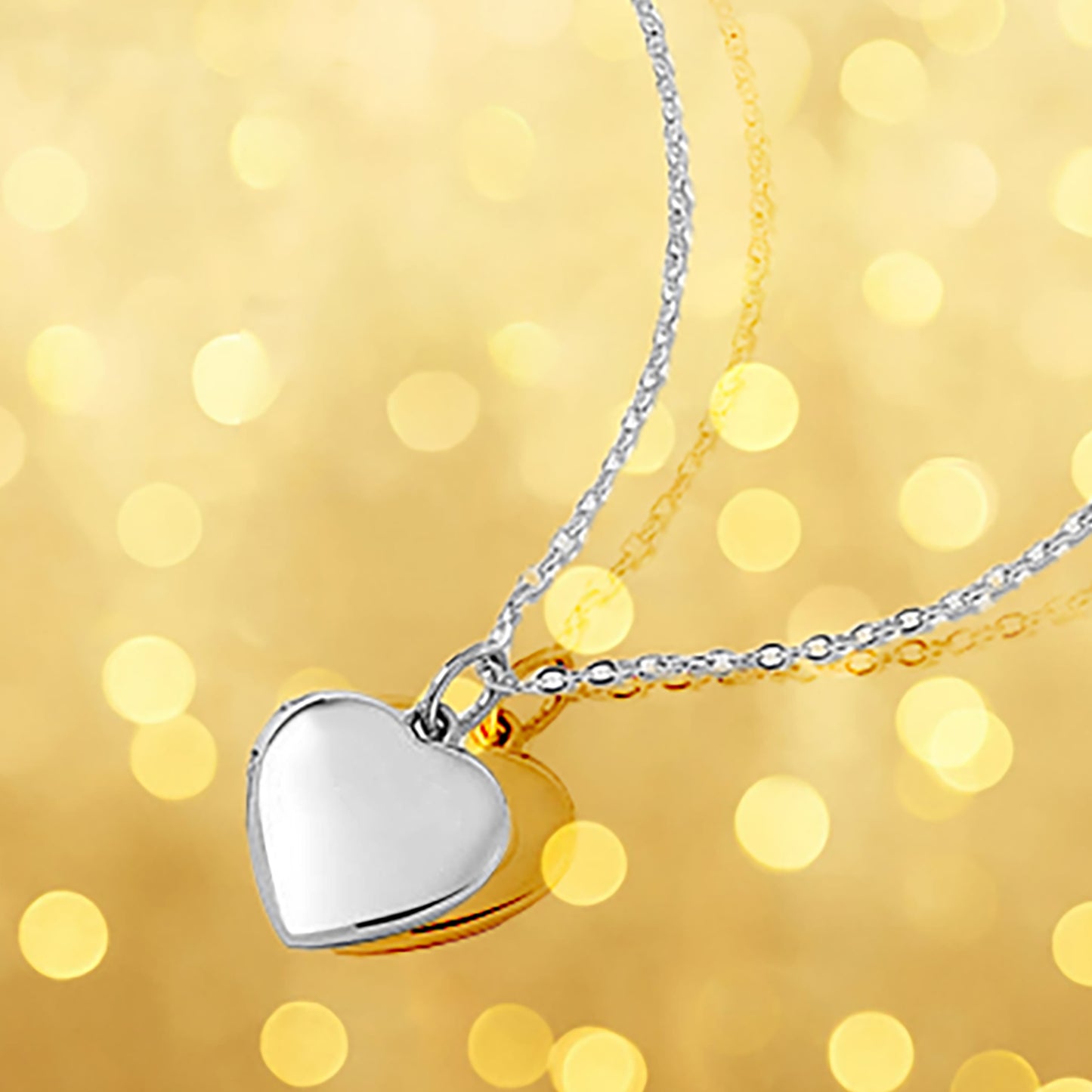 Women's Printing Photo Locket Heart Necklace Platinum Plated