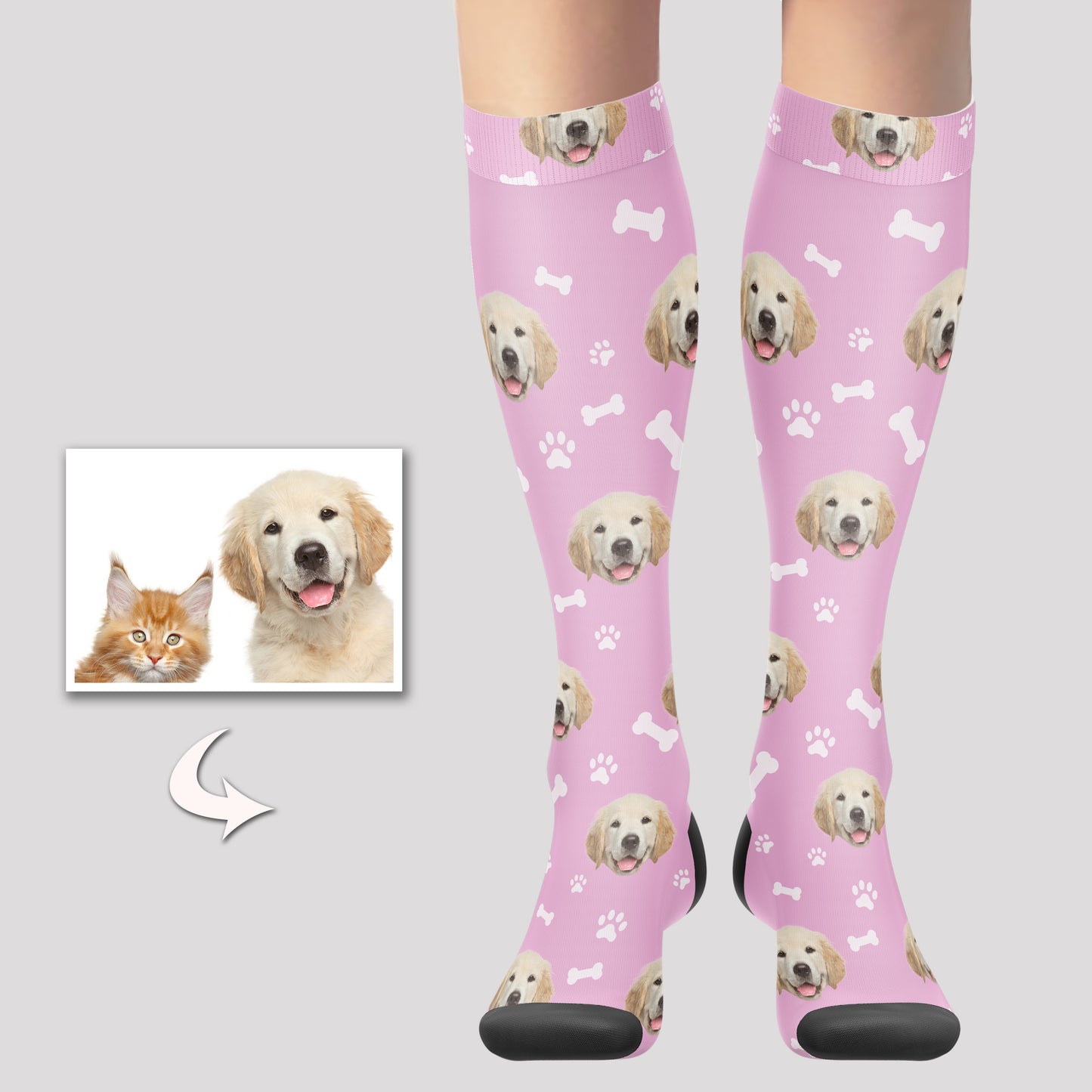 Custom Photo Knee High Socks Dog