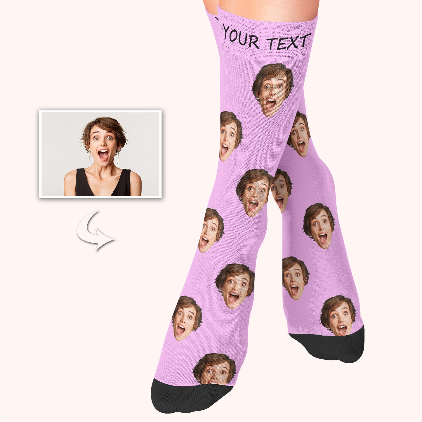 Custom Photo Face Socks With Multiple Colors Add Your Texts