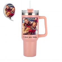 Load image into Gallery viewer, Custom Photo Stainless Steel Tumbler -  Insulated Cup with Handle &amp; Straw
