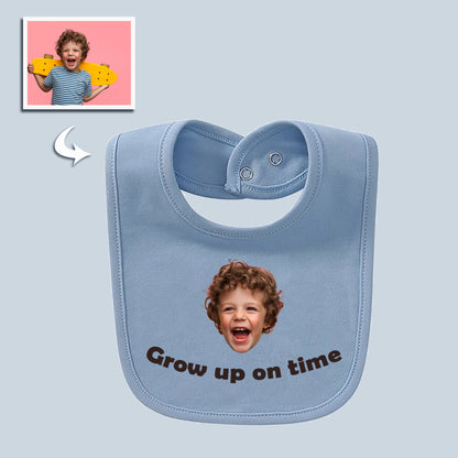 Custom Unisex Baby Bib with Personalized Face Photo & Text - Perfect Gift