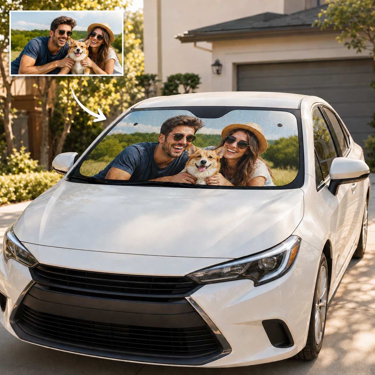 Personalized Auto Sun Shade, Custom Windshield Sun Visor, Unique Car Gift