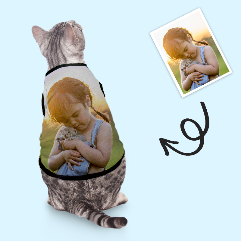 Personalized Photo Pet Tank Top Custom Pet Cloth Shirt Vest For Cat
