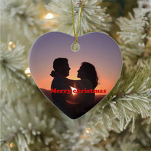 Load image into Gallery viewer, Christmas Custom Ceramic Ornament Heart Shape Photo With Text Double-side
