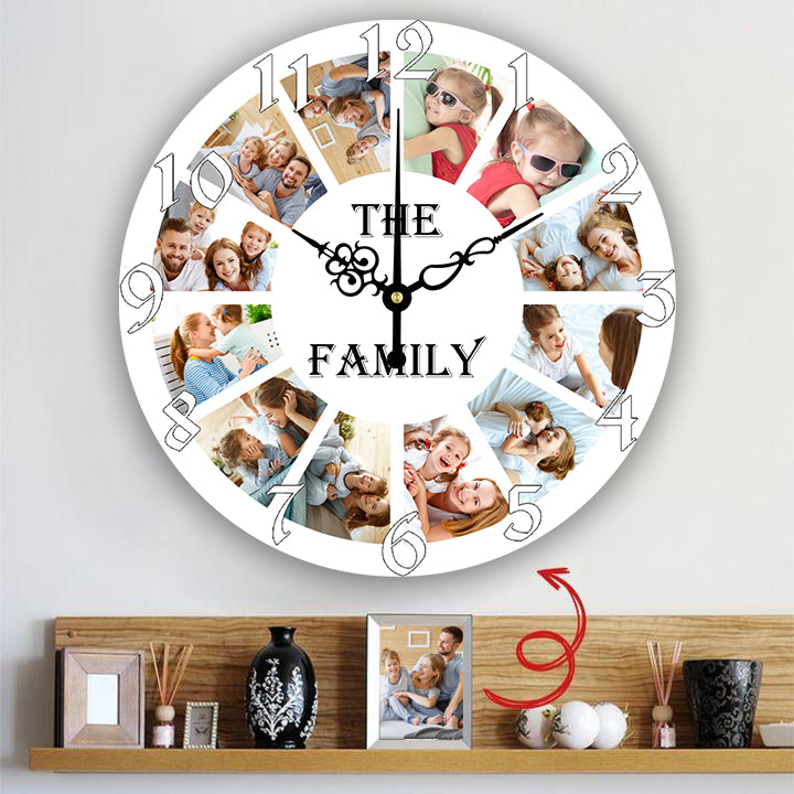 12pcs Photo Round Wall Clock Personalized Clock for Family and Girl