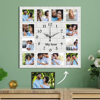 12pcs Photo and Text Square Wall Clock Personalized Clock