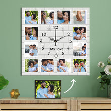 Load image into Gallery viewer, 12pcs Photo and Text Square Wall Clock Personalized Clock
