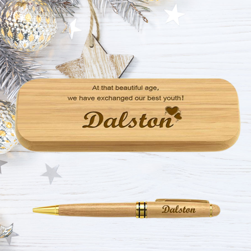 Personalized Wood Pen Set Engraved With Wooden Box Gift For Her/Him