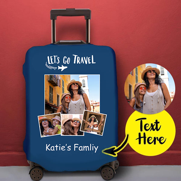 Engraved Multiphoto Luggage Cover Suitcase Protector Happy Family