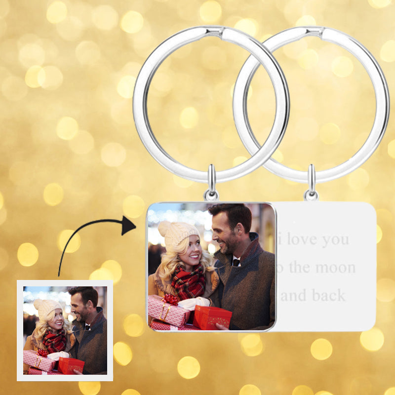 Engraved Square Tag Photo Key Chain