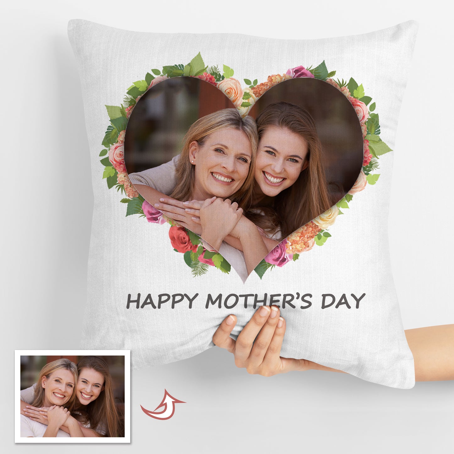 Custom Throw Pillows, Flower Design, Upload your Own Photo and Texts