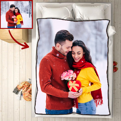 Christmas Blankets Custom Couple Photo Personalized Memorial Blankets