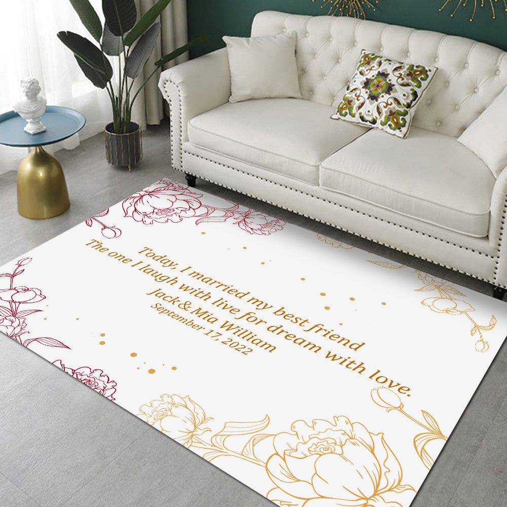 Custom Greeting Text Flannel Carpet, Extra Soft Anti-Slip Floor Mats