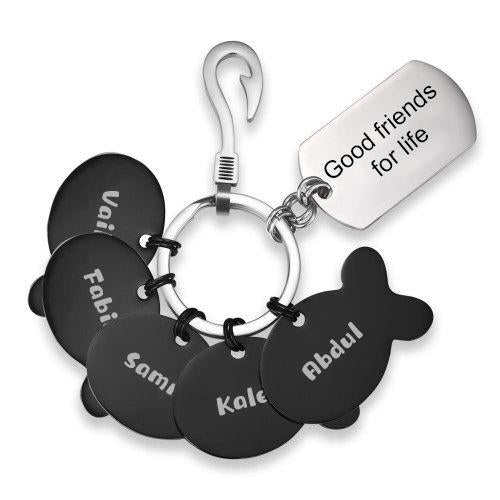 Engraved Little Fish Key Chain With 4 Fish Memorial Gift