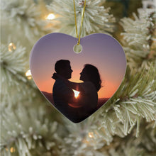 Load image into Gallery viewer, Christmas Custom Ceramic Ornament Heart Shape Photo With Text Double-side
