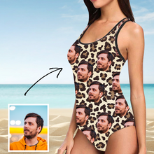 Load image into Gallery viewer, Custom Photo Swimwear Black Spots Women&#39;s Slip One Piece Swimsuit

