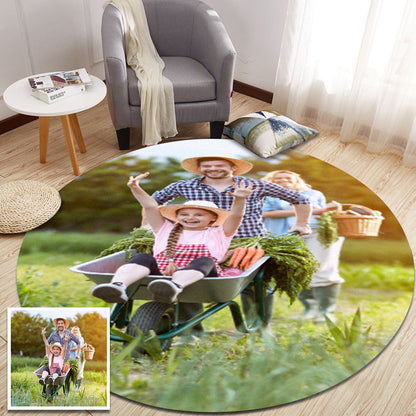 Custom Round Photo Flannel Carpet - Soft, Anti-Slip Personalized Floor Mat