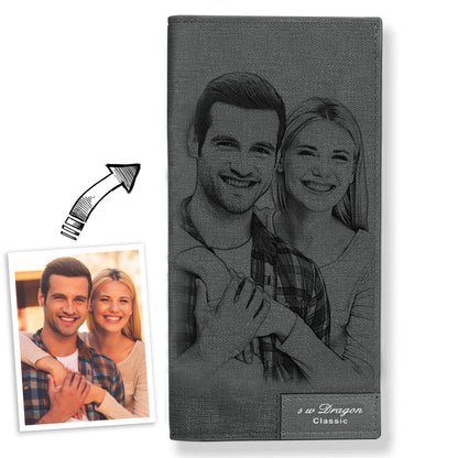 A Meaningful Gift for Custom Photo Wallet | Bifold Long Style Wallet - Black