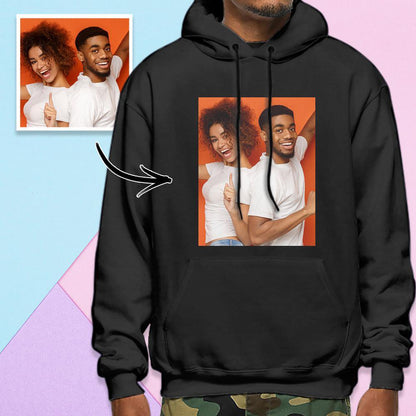 Double Side Print Essential Hoodie: Unisex Black Long Sleeve Custom Photo Sweatshirt for All