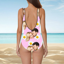 Load image into Gallery viewer, Custom Photo Swimwear Pink Heart Women&#39;s Slip One Piece Swimsuit
