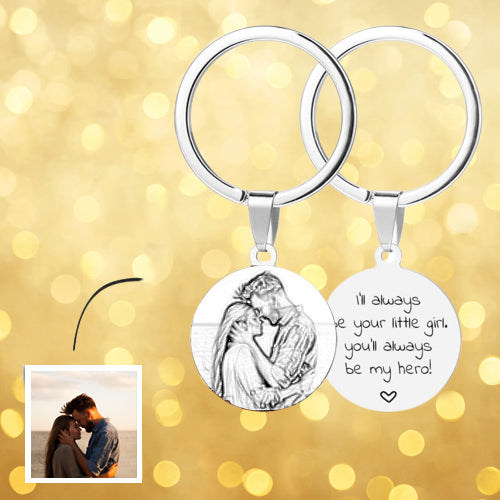 Photo Engraved Round Tag Key Chain With Engraving Stainless Steel