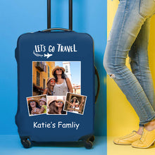 Load image into Gallery viewer, Engraved Multiphoto Luggage Cover Suitcase Protector Happy Family
