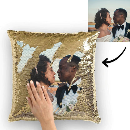 Custom Photo Reversible Sequin Throw Pillow - Multicolor, Shiny, 15.75x15.75