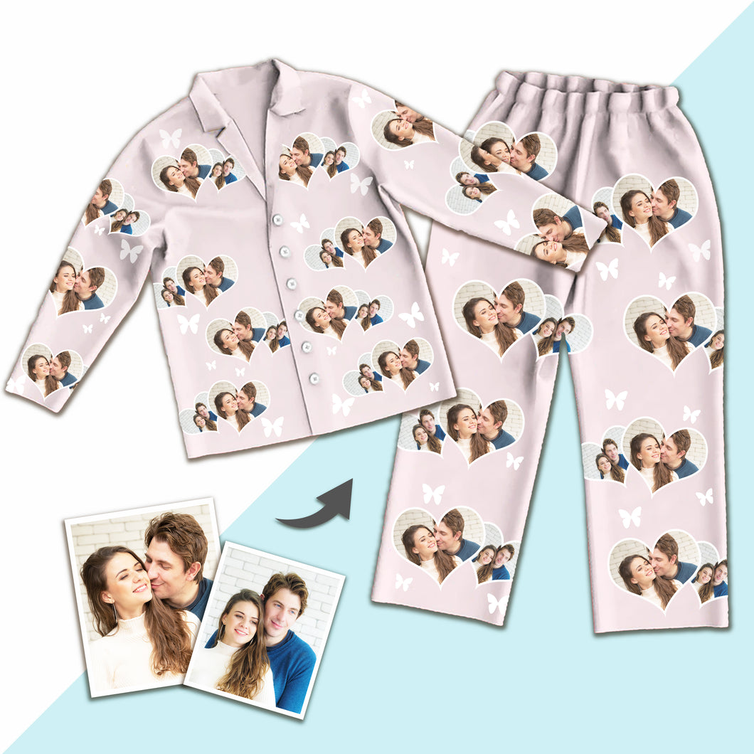 Custom Photo Pajamas, Unique Gifts Nightwear, Unisex Light Pink Pajama