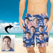 Load image into Gallery viewer, Custom face Photo Black Background  Beach Shorts
