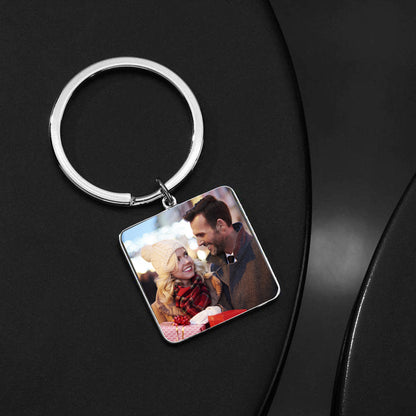 Engraved Square Tag Photo Key Chain