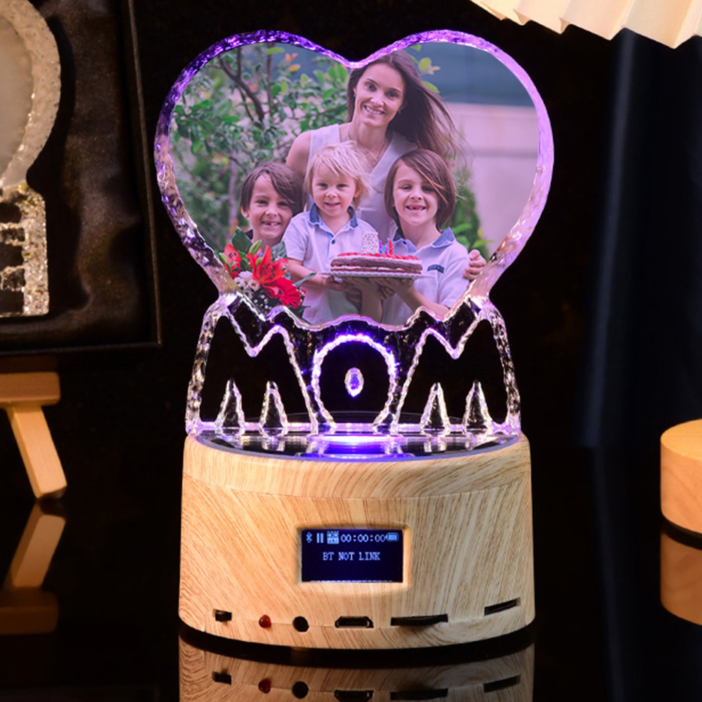 Custom Photo Mother's Day Colorful Night Light with Bluetooth Music Player