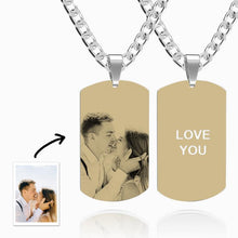 Load image into Gallery viewer, Men&#39;s Photo Engraved Tag Necklace With Engraving Stainless Steel - faceonboxer
