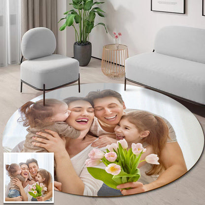 Custom Round Photo Flannel Carpet - Soft, Anti-Slip Personalized Floor Mat