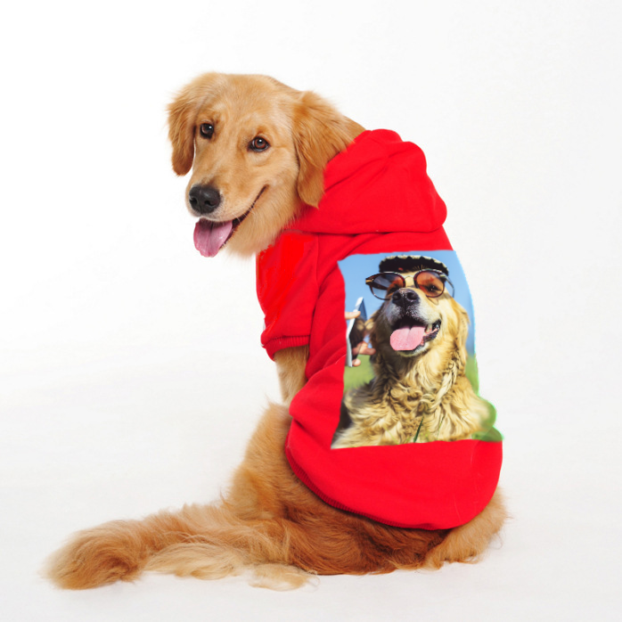 Custom Photo Cotton Warm Pet Cloth With Hat Thick Winter Hoody For Pet