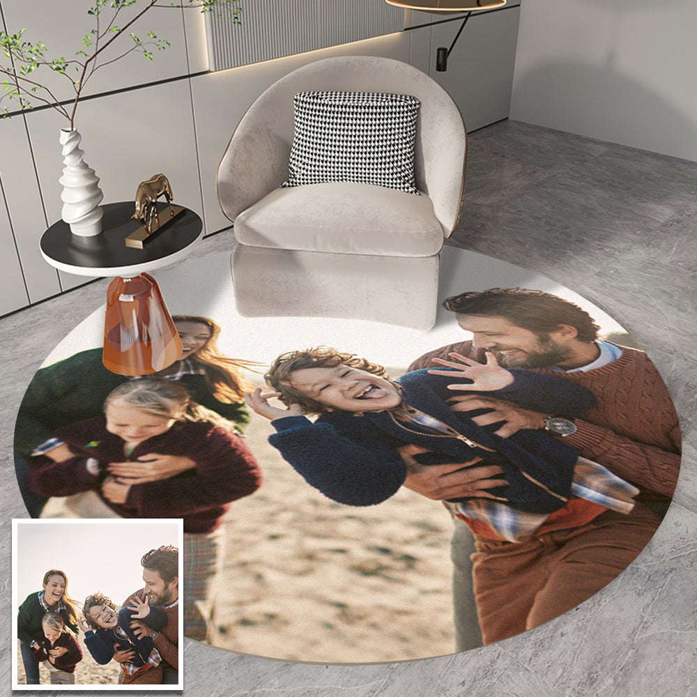 Custom Round Photo Flannel Carpet - Soft, Anti-Slip Personalized Floor Mat