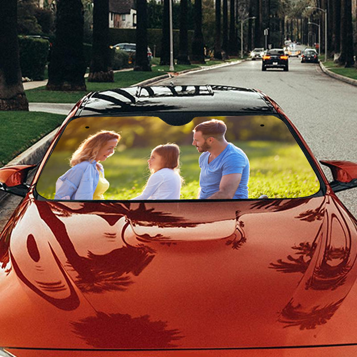 Personalized Auto Sun Shade, Custom Windshield Sun Visor, Unique Car Gift