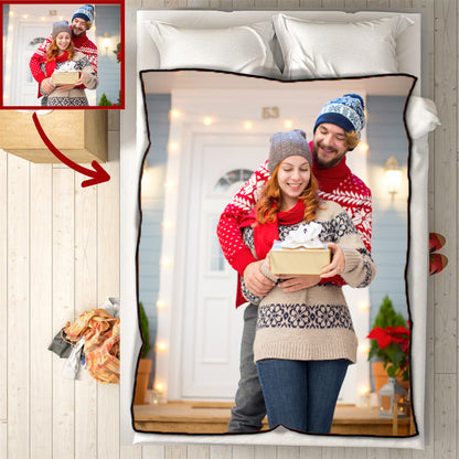 Christmas Blankets Custom Couple Photo Personalized Memorial Blankets