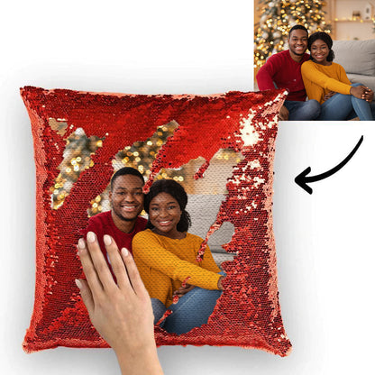 Custom Photo Reversible Sequin Throw Pillow - Multicolor, Shiny, 15.75x15.75