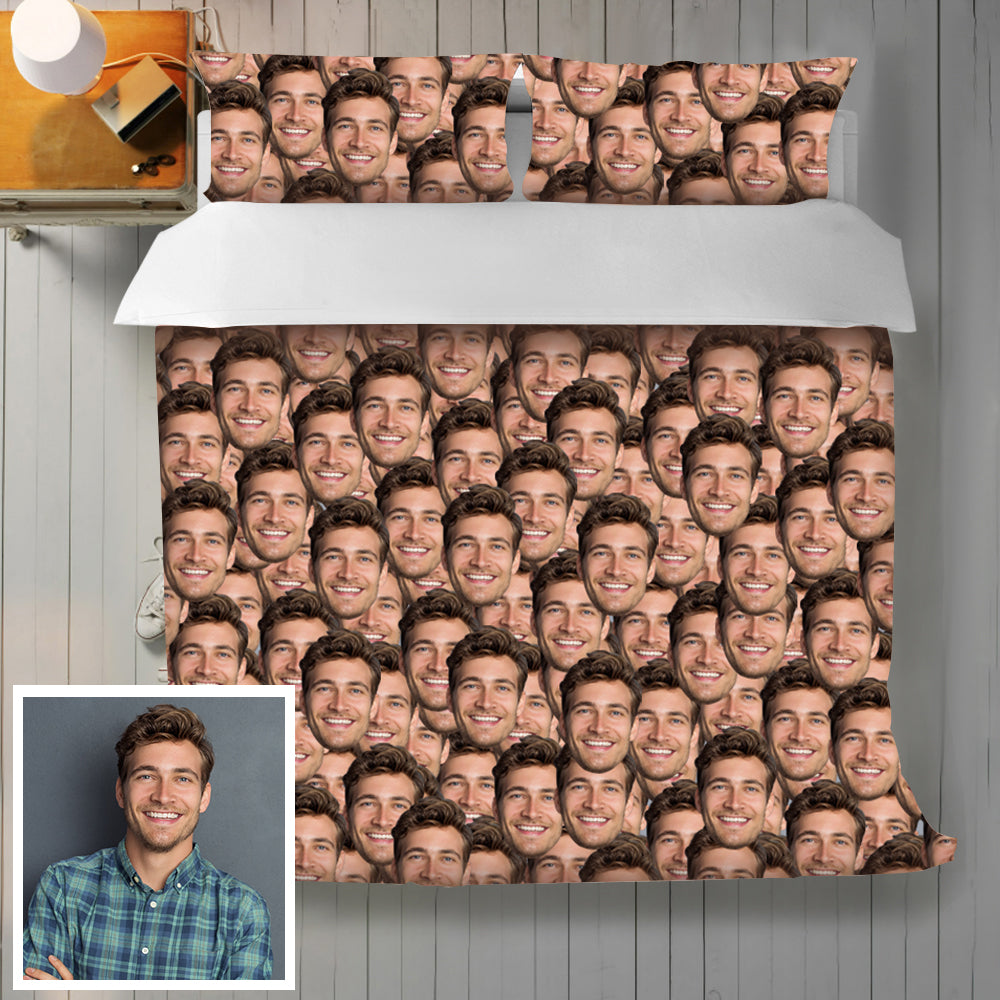 Custom Cotton Bedding Set with Photo (Quilt Cover+2 Pillow Covers)