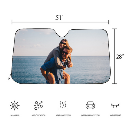 Personalized Auto Sun Shade, Custom Windshield Accessory, Unique Car Gift