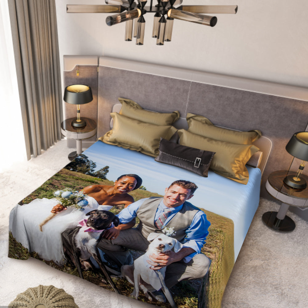 Custom Bedding Sheet with Photo Personalized Soft Flat Bed Sheet