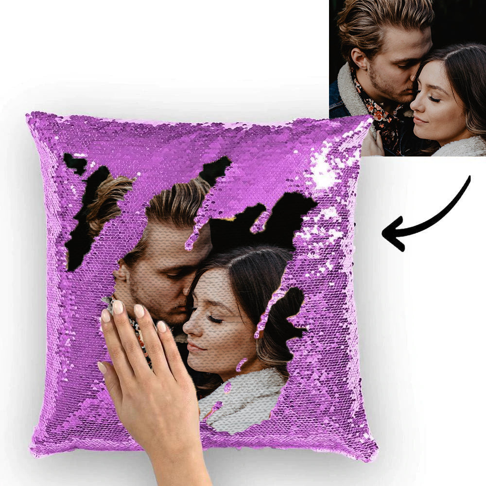 Custom Photo Reversible Sequin Throw Pillow - Multicolor, Shiny, 15.75x15.75