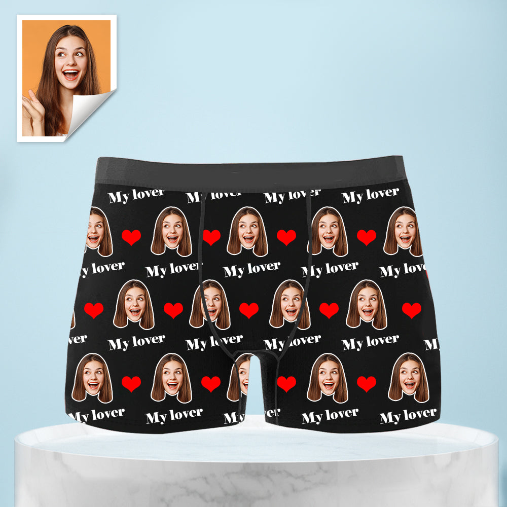 Custom Boxer with Photo and Text Mens Underwear with Face
